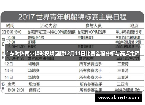 广东对阵南京精彩视频回顾12月11日比赛全程分析与亮点集锦